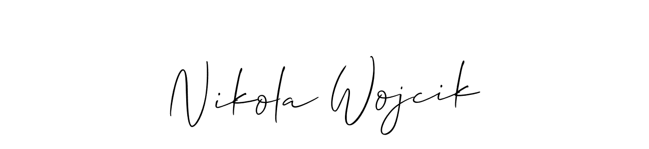 Make a short Nikola Wojcik signature style. Manage your documents anywhere anytime using Allison_Script. Create and add eSignatures, submit forms, share and send files easily. Nikola Wojcik signature style 2 images and pictures png