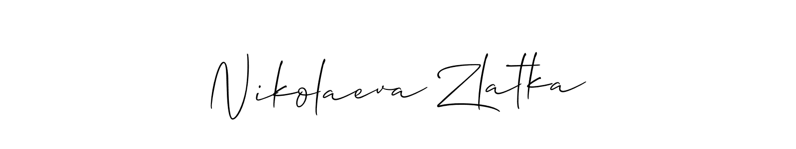 How to make Nikolaeva Zlatka name signature. Use Allison_Script style for creating short signs online. This is the latest handwritten sign. Nikolaeva Zlatka signature style 2 images and pictures png