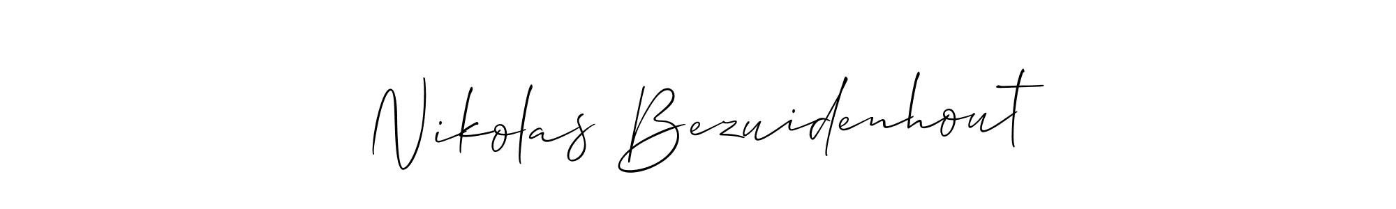 This is the best signature style for the Nikolas Bezuidenhout name. Also you like these signature font (Allison_Script). Mix name signature. Nikolas Bezuidenhout signature style 2 images and pictures png