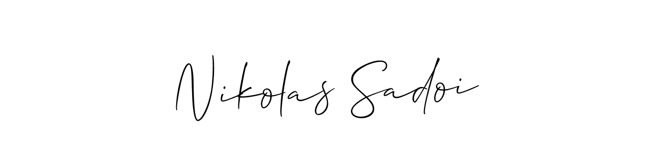 How to make Nikolas Sadoi name signature. Use Allison_Script style for creating short signs online. This is the latest handwritten sign. Nikolas Sadoi signature style 2 images and pictures png