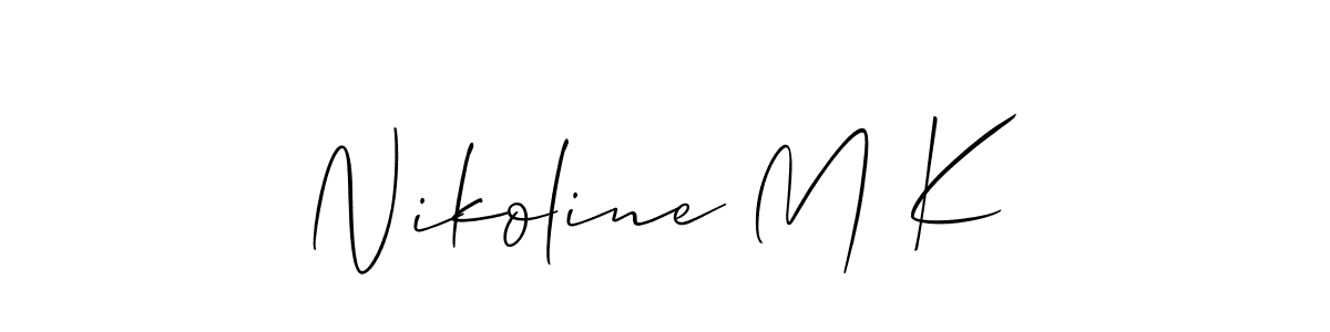 Make a short Nikoline M K signature style. Manage your documents anywhere anytime using Allison_Script. Create and add eSignatures, submit forms, share and send files easily. Nikoline M K signature style 2 images and pictures png