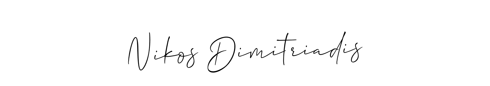 Make a beautiful signature design for name Nikos Dimitriadis. With this signature (Allison_Script) style, you can create a handwritten signature for free. Nikos Dimitriadis signature style 2 images and pictures png