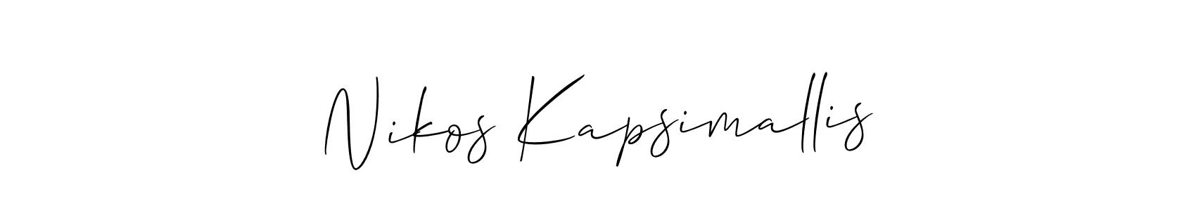 This is the best signature style for the Nikos Kapsimallis name. Also you like these signature font (Allison_Script). Mix name signature. Nikos Kapsimallis signature style 2 images and pictures png