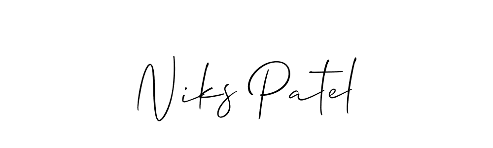 Design your own signature with our free online signature maker. With this signature software, you can create a handwritten (Allison_Script) signature for name Niks Patel. Niks Patel signature style 2 images and pictures png