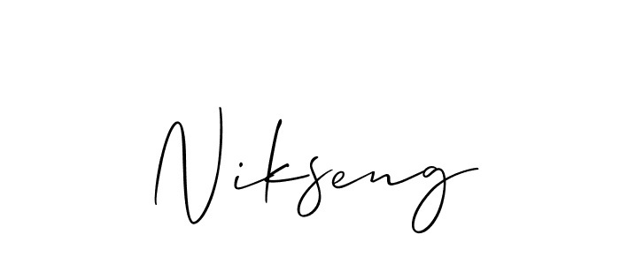 Also You can easily find your signature by using the search form. We will create Nikseng name handwritten signature images for you free of cost using Allison_Script sign style. Nikseng signature style 2 images and pictures png