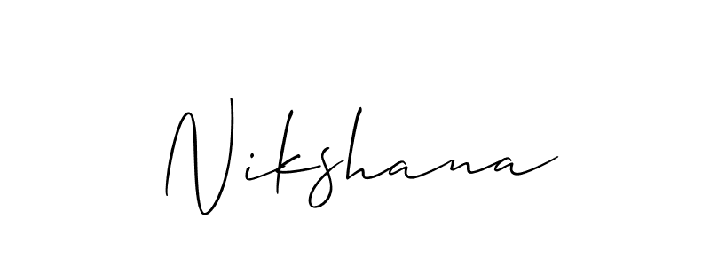 Create a beautiful signature design for name Nikshana. With this signature (Allison_Script) fonts, you can make a handwritten signature for free. Nikshana signature style 2 images and pictures png