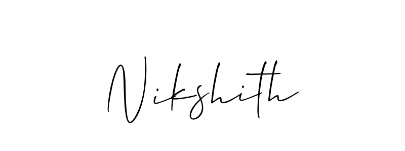 Design your own signature with our free online signature maker. With this signature software, you can create a handwritten (Allison_Script) signature for name Nikshith. Nikshith signature style 2 images and pictures png