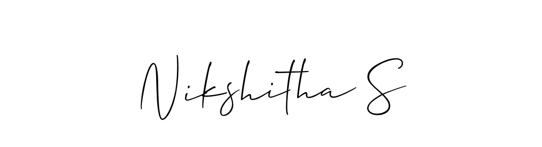This is the best signature style for the Nikshitha S name. Also you like these signature font (Allison_Script). Mix name signature. Nikshitha S signature style 2 images and pictures png