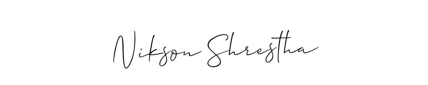 How to make Nikson Shrestha name signature. Use Allison_Script style for creating short signs online. This is the latest handwritten sign. Nikson Shrestha signature style 2 images and pictures png