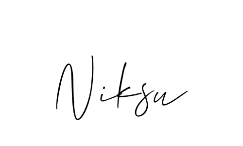 The best way (Allison_Script) to make a short signature is to pick only two or three words in your name. The name Niksu include a total of six letters. For converting this name. Niksu signature style 2 images and pictures png