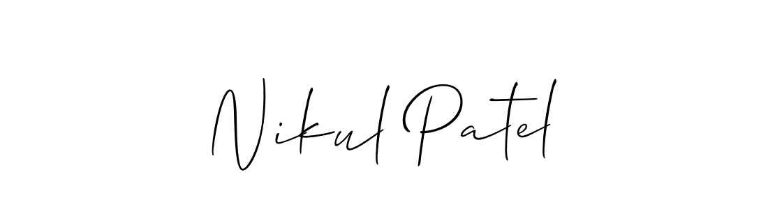 How to make Nikul Patel name signature. Use Allison_Script style for creating short signs online. This is the latest handwritten sign. Nikul Patel signature style 2 images and pictures png