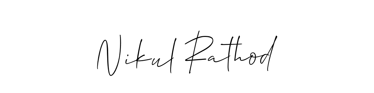 Make a beautiful signature design for name Nikul Rathod. With this signature (Allison_Script) style, you can create a handwritten signature for free. Nikul Rathod signature style 2 images and pictures png