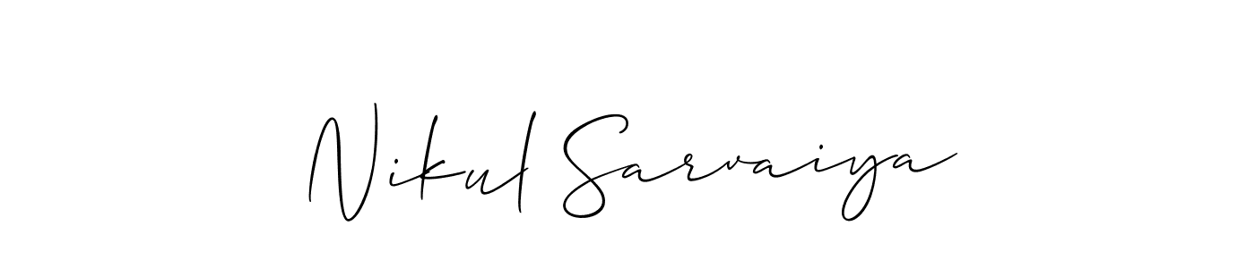 if you are searching for the best signature style for your name Nikul Sarvaiya. so please give up your signature search. here we have designed multiple signature styles  using Allison_Script. Nikul Sarvaiya signature style 2 images and pictures png