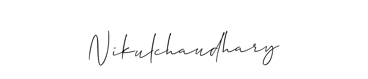 How to make Nikulchaudhary signature? Allison_Script is a professional autograph style. Create handwritten signature for Nikulchaudhary name. Nikulchaudhary signature style 2 images and pictures png