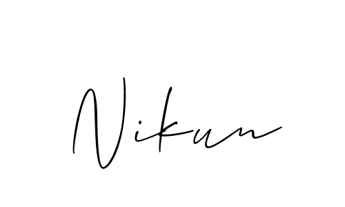 Use a signature maker to create a handwritten signature online. With this signature software, you can design (Allison_Script) your own signature for name Nikun. Nikun signature style 2 images and pictures png