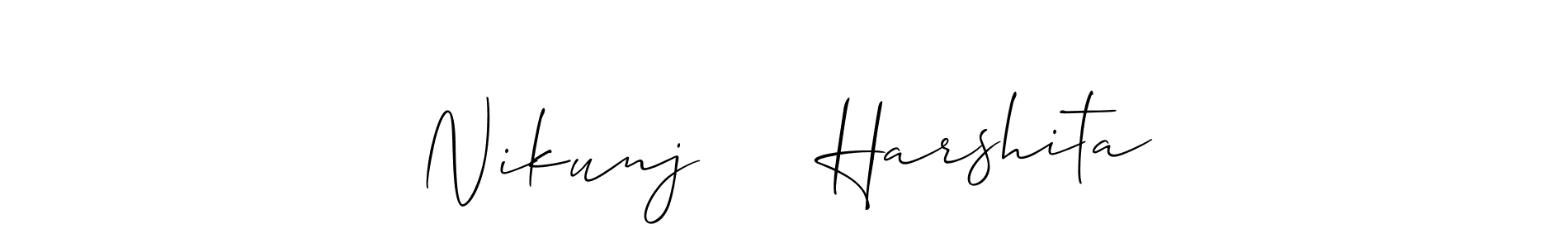 This is the best signature style for the Nikunj     Harshita name. Also you like these signature font (Allison_Script). Mix name signature. Nikunj     Harshita signature style 2 images and pictures png