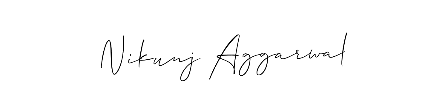 Allison_Script is a professional signature style that is perfect for those who want to add a touch of class to their signature. It is also a great choice for those who want to make their signature more unique. Get Nikunj Aggarwal name to fancy signature for free. Nikunj Aggarwal signature style 2 images and pictures png