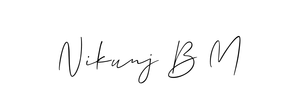 You should practise on your own different ways (Allison_Script) to write your name (Nikunj B M) in signature. don't let someone else do it for you. Nikunj B M signature style 2 images and pictures png