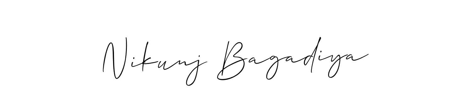Best and Professional Signature Style for Nikunj Bagadiya. Allison_Script Best Signature Style Collection. Nikunj Bagadiya signature style 2 images and pictures png