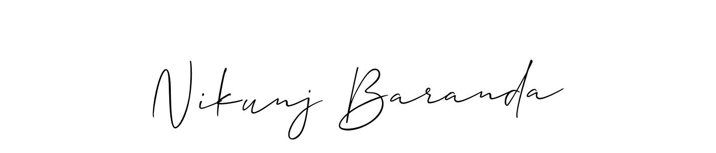 How to make Nikunj Baranda signature? Allison_Script is a professional autograph style. Create handwritten signature for Nikunj Baranda name. Nikunj Baranda signature style 2 images and pictures png