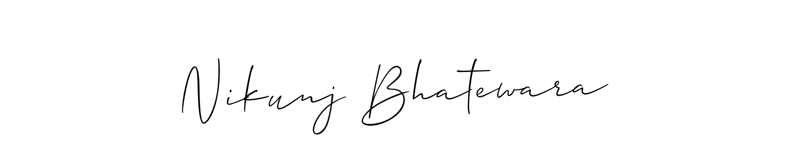 Create a beautiful signature design for name Nikunj Bhatewara. With this signature (Allison_Script) fonts, you can make a handwritten signature for free. Nikunj Bhatewara signature style 2 images and pictures png