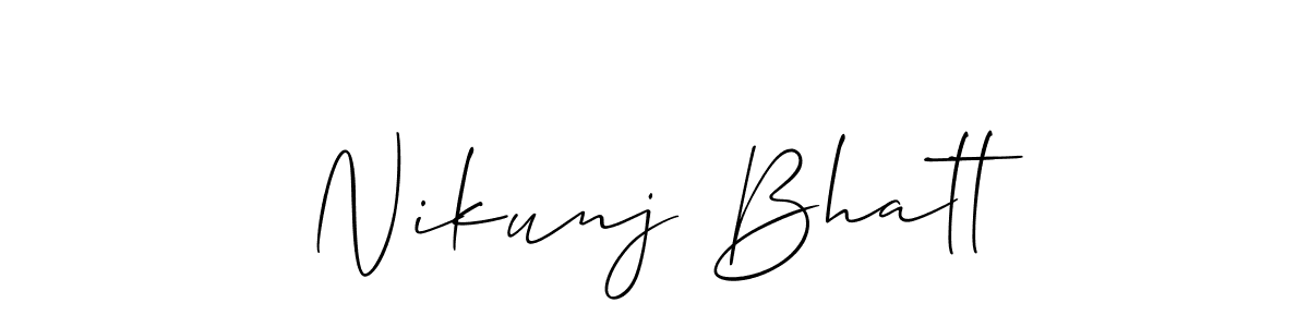 You should practise on your own different ways (Allison_Script) to write your name (Nikunj Bhatt) in signature. don't let someone else do it for you. Nikunj Bhatt signature style 2 images and pictures png