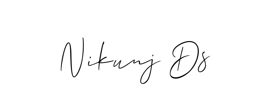 Also You can easily find your signature by using the search form. We will create Nikunj Ds name handwritten signature images for you free of cost using Allison_Script sign style. Nikunj Ds signature style 2 images and pictures png