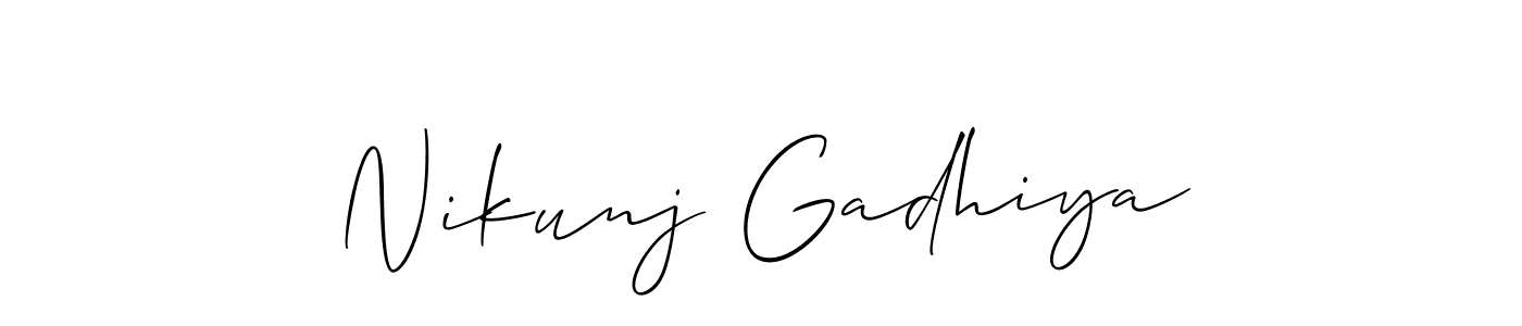 Use a signature maker to create a handwritten signature online. With this signature software, you can design (Allison_Script) your own signature for name Nikunj Gadhiya. Nikunj Gadhiya signature style 2 images and pictures png