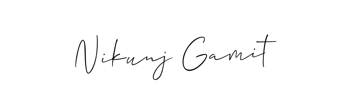 This is the best signature style for the Nikunj Gamit name. Also you like these signature font (Allison_Script). Mix name signature. Nikunj Gamit signature style 2 images and pictures png