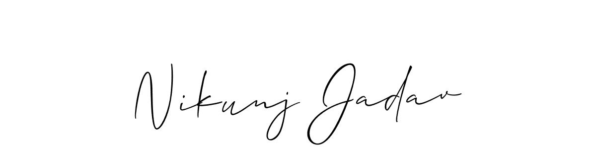 Nikunj Jadav stylish signature style. Best Handwritten Sign (Allison_Script) for my name. Handwritten Signature Collection Ideas for my name Nikunj Jadav. Nikunj Jadav signature style 2 images and pictures png