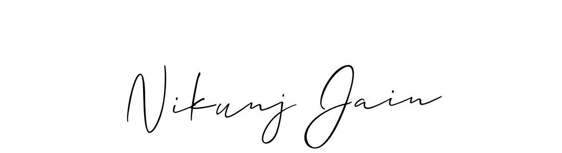 The best way (Allison_Script) to make a short signature is to pick only two or three words in your name. The name Nikunj Jain include a total of six letters. For converting this name. Nikunj Jain signature style 2 images and pictures png