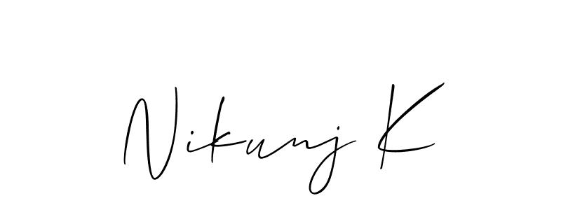 Also we have Nikunj K name is the best signature style. Create professional handwritten signature collection using Allison_Script autograph style. Nikunj K signature style 2 images and pictures png