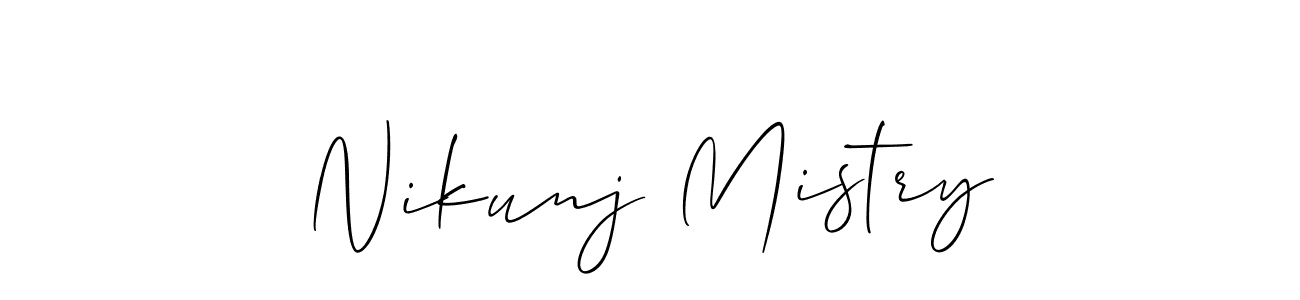 How to make Nikunj Mistry name signature. Use Allison_Script style for creating short signs online. This is the latest handwritten sign. Nikunj Mistry signature style 2 images and pictures png