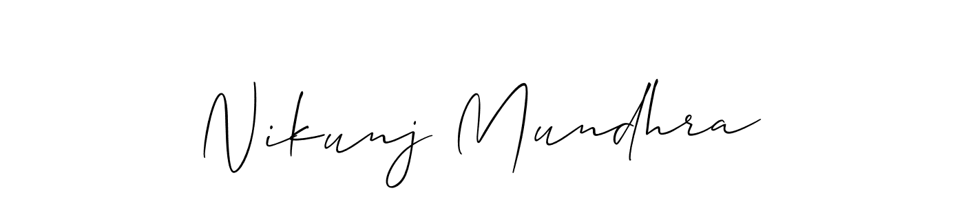 Allison_Script is a professional signature style that is perfect for those who want to add a touch of class to their signature. It is also a great choice for those who want to make their signature more unique. Get Nikunj Mundhra name to fancy signature for free. Nikunj Mundhra signature style 2 images and pictures png