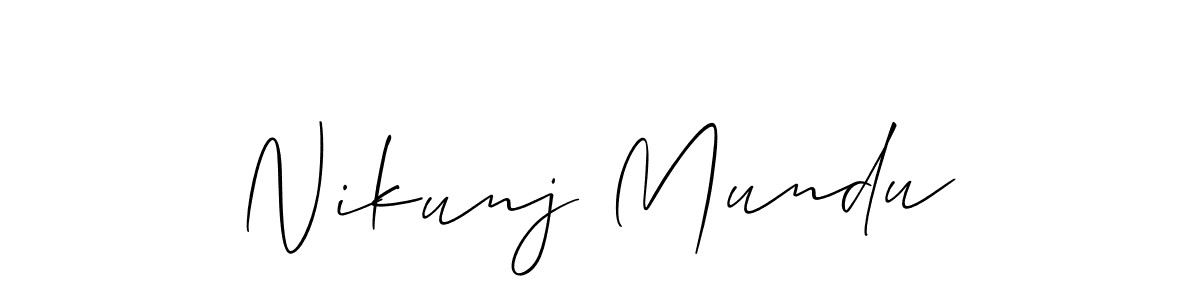 Use a signature maker to create a handwritten signature online. With this signature software, you can design (Allison_Script) your own signature for name Nikunj Mundu. Nikunj Mundu signature style 2 images and pictures png