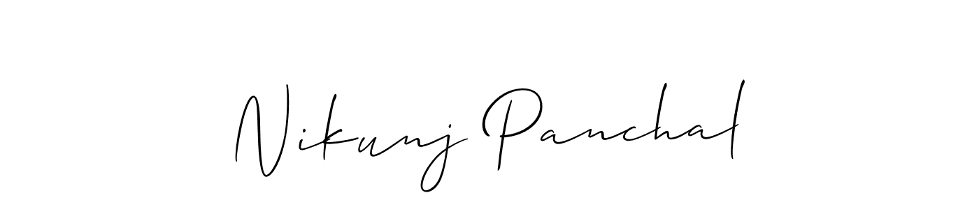 if you are searching for the best signature style for your name Nikunj Panchal. so please give up your signature search. here we have designed multiple signature styles  using Allison_Script. Nikunj Panchal signature style 2 images and pictures png