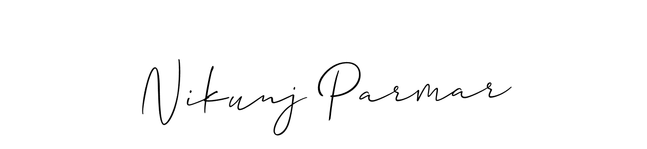 The best way (Allison_Script) to make a short signature is to pick only two or three words in your name. The name Nikunj Parmar include a total of six letters. For converting this name. Nikunj Parmar signature style 2 images and pictures png