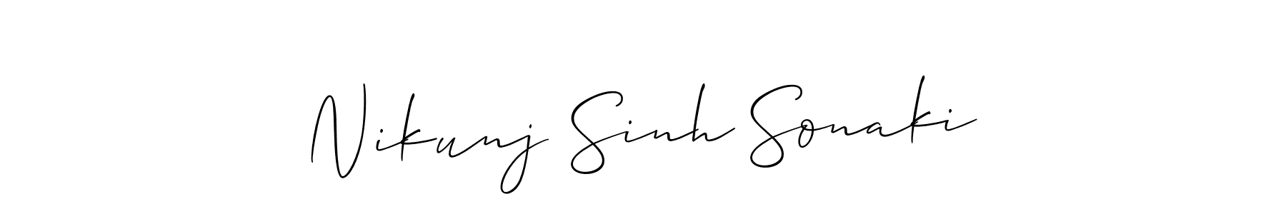 Make a short Nikunj Sinh Sonaki signature style. Manage your documents anywhere anytime using Allison_Script. Create and add eSignatures, submit forms, share and send files easily. Nikunj Sinh Sonaki signature style 2 images and pictures png