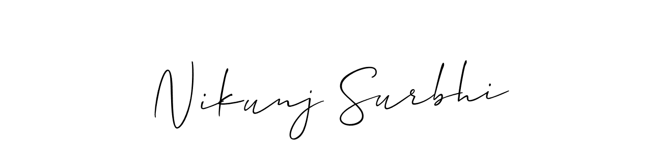 Make a short Nikunj Surbhi signature style. Manage your documents anywhere anytime using Allison_Script. Create and add eSignatures, submit forms, share and send files easily. Nikunj Surbhi signature style 2 images and pictures png