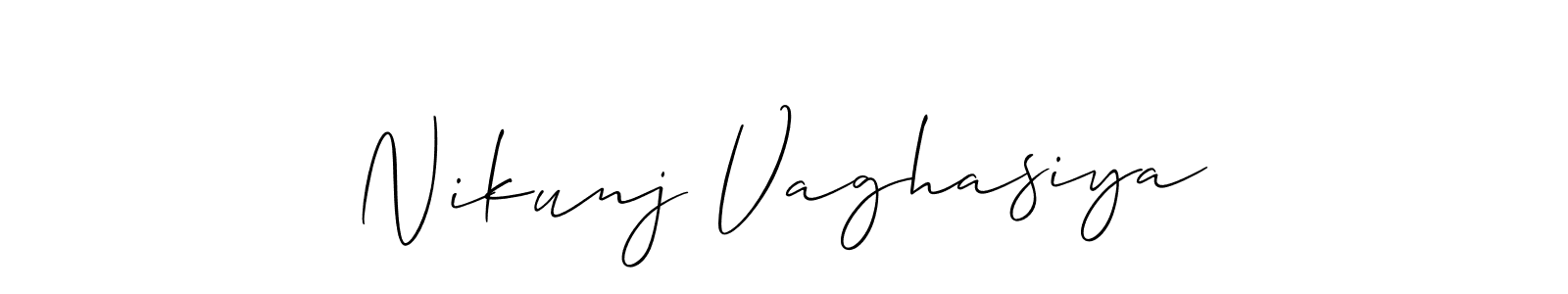 Design your own signature with our free online signature maker. With this signature software, you can create a handwritten (Allison_Script) signature for name Nikunj Vaghasiya. Nikunj Vaghasiya signature style 2 images and pictures png