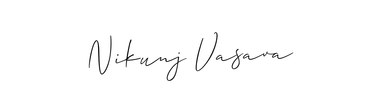 How to make Nikunj Vasava signature? Allison_Script is a professional autograph style. Create handwritten signature for Nikunj Vasava name. Nikunj Vasava signature style 2 images and pictures png