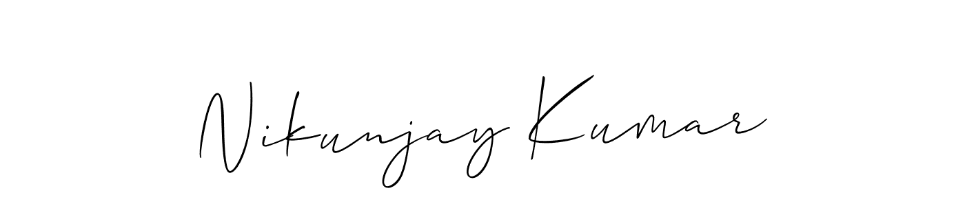 The best way (Allison_Script) to make a short signature is to pick only two or three words in your name. The name Nikunjay Kumar include a total of six letters. For converting this name. Nikunjay Kumar signature style 2 images and pictures png