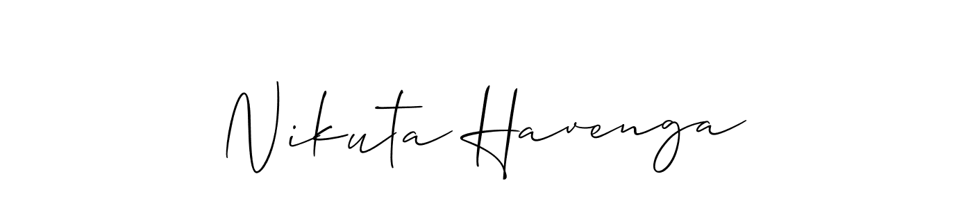 Allison_Script is a professional signature style that is perfect for those who want to add a touch of class to their signature. It is also a great choice for those who want to make their signature more unique. Get Nikuta Havenga name to fancy signature for free. Nikuta Havenga signature style 2 images and pictures png