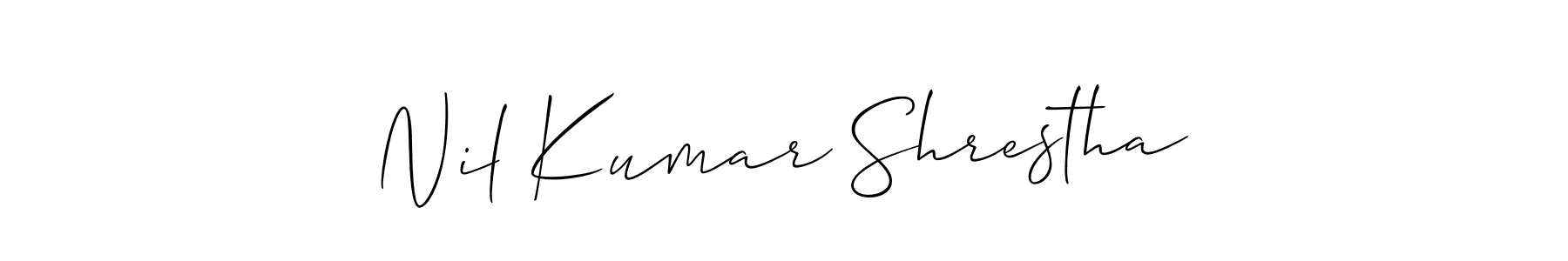 Also You can easily find your signature by using the search form. We will create Nil Kumar Shrestha name handwritten signature images for you free of cost using Allison_Script sign style. Nil Kumar Shrestha signature style 2 images and pictures png