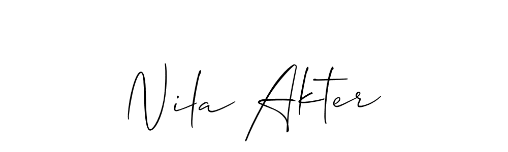 How to make Nila Akter name signature. Use Allison_Script style for creating short signs online. This is the latest handwritten sign. Nila Akter signature style 2 images and pictures png