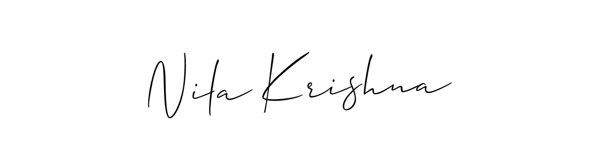 The best way (Allison_Script) to make a short signature is to pick only two or three words in your name. The name Nila Krishna include a total of six letters. For converting this name. Nila Krishna signature style 2 images and pictures png