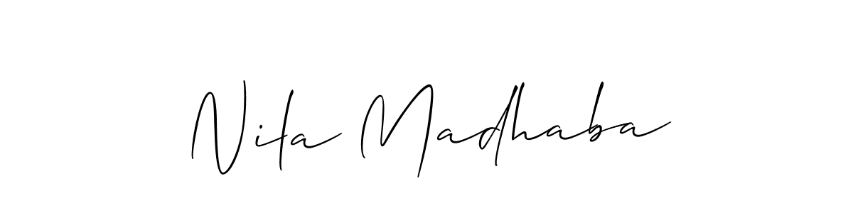 Create a beautiful signature design for name Nila Madhaba. With this signature (Allison_Script) fonts, you can make a handwritten signature for free. Nila Madhaba signature style 2 images and pictures png