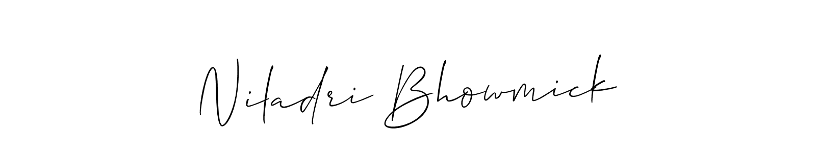 The best way (Allison_Script) to make a short signature is to pick only two or three words in your name. The name Niladri Bhowmick include a total of six letters. For converting this name. Niladri Bhowmick signature style 2 images and pictures png