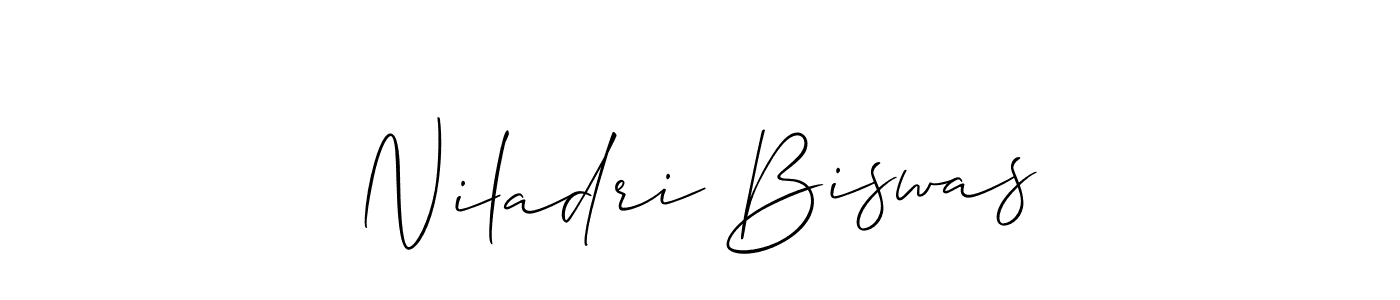 Create a beautiful signature design for name Niladri Biswas. With this signature (Allison_Script) fonts, you can make a handwritten signature for free. Niladri Biswas signature style 2 images and pictures png