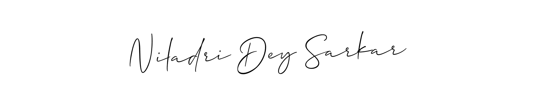 The best way (Allison_Script) to make a short signature is to pick only two or three words in your name. The name Niladri Dey Sarkar include a total of six letters. For converting this name. Niladri Dey Sarkar signature style 2 images and pictures png